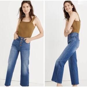 🆕 Madewell Women Slim Wide Leg Denim Crop Jeans Size 31 NWT